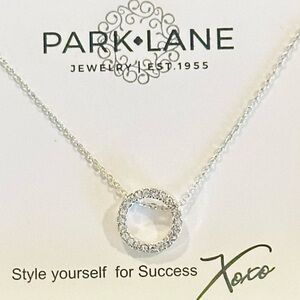 Park Lane Roo Silver Crystal Circle Pendant Necklace